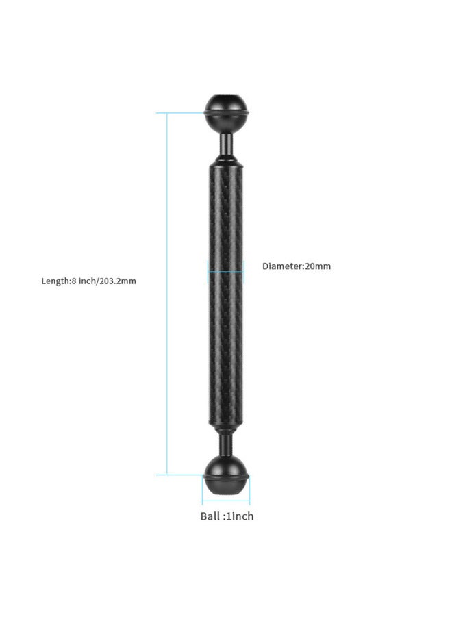 Flying Super Camera Diving Buoyancy Lamp Arm 5/6/7/8/9/10/11/12 Inch Lamp Arm D20mm Buoyancy Arm-Color:Diameter 20mm8 Inch Black