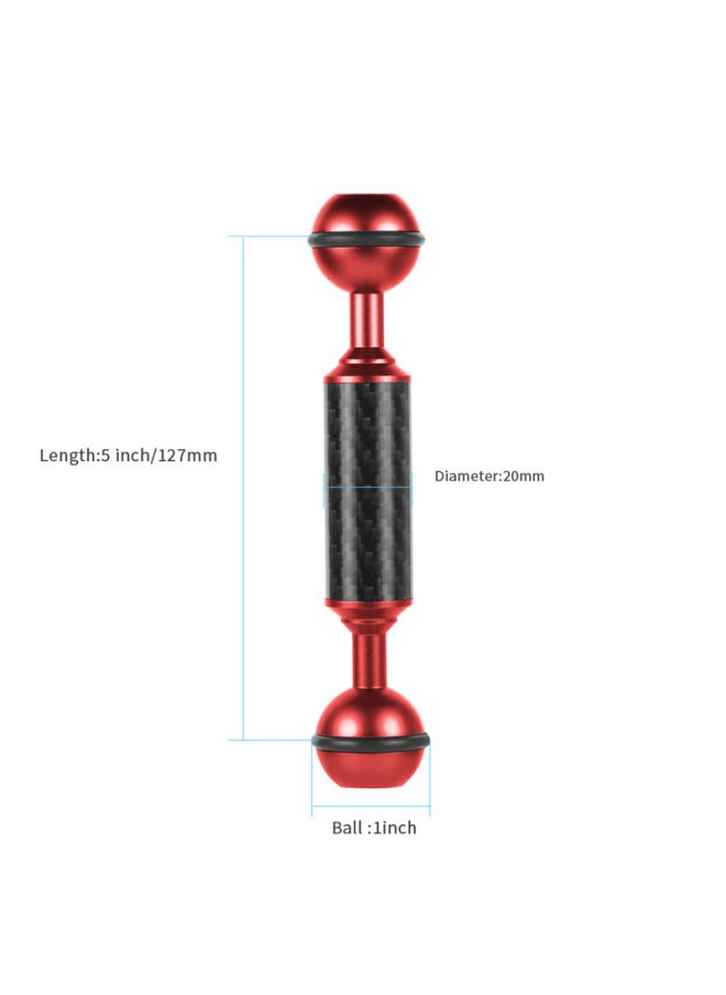 XINTE/XINTE Diving Photography Lamp Arm One-inch Double Ball Head Ultra Light Carbon Fiber Light Repair Connecting Arm Lengthened Transfer-Color:Red -5 Inches