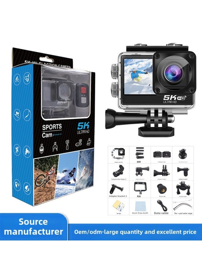 5K Sports Camera Anti-shake HD Dual Screen Wifi Touch Outdoor Diving Head Camera Sports Camera-Color:High Speed 128g Card For Camera