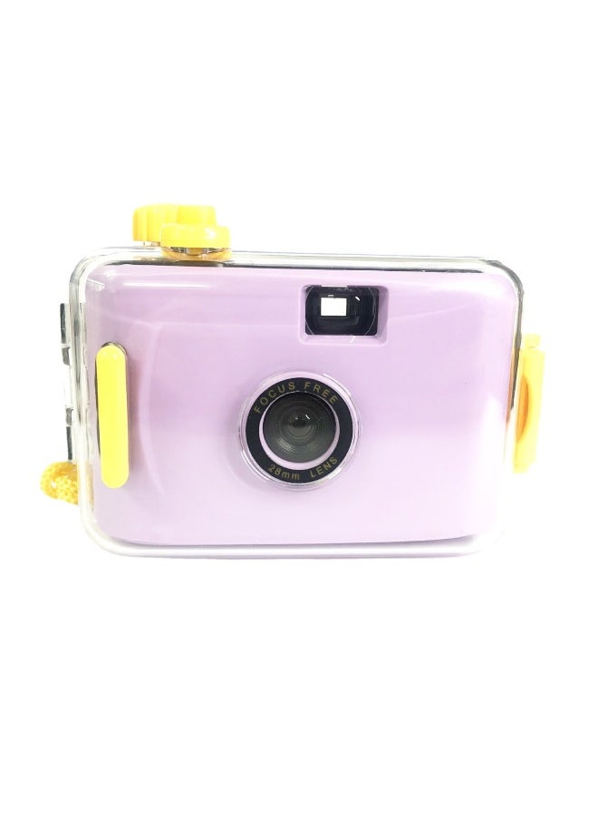 Transparent Black Shell, Retro Film, Camera, Fool Film, Waterproof, Can Take Photos, Student Day Creative Literary Gift-Color:Purple Yellow Shell