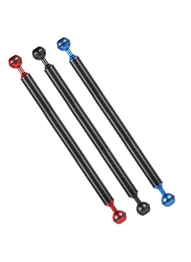 One-inch Double Ball Head Diameter D20mm Carbon Fiber Metal Lamp Arm Diving Photography Extension Fill Light Ball Head Arm-Color:10 Inches-Red