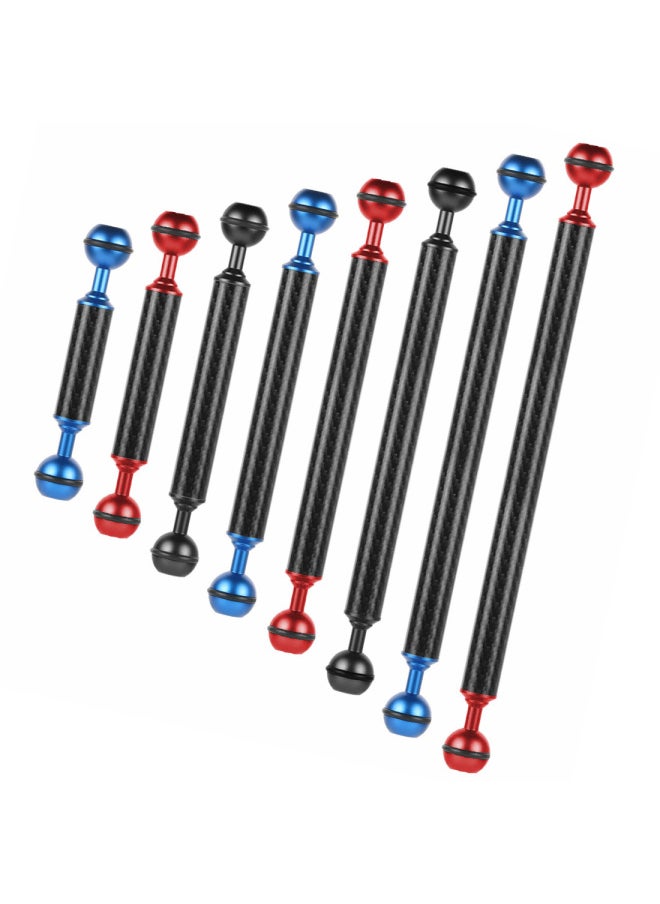 One-inch Double Ball Head Diameter D20mm Carbon Fiber Metal Lamp Arm Diving Photography Extension Fill Light Ball Head Arm-Color:10 Inches-Red