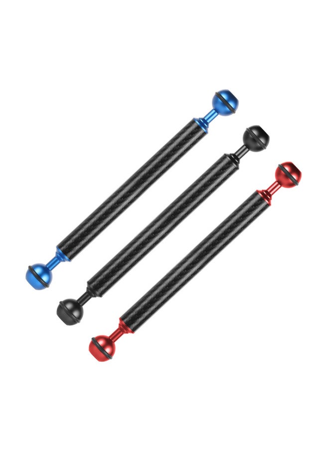 One-inch Double Ball Head Diameter D20mm Carbon Fiber Metal Lamp Arm Diving Photography Extension Fill Light Ball Head Arm-Color:10 Inches-Red
