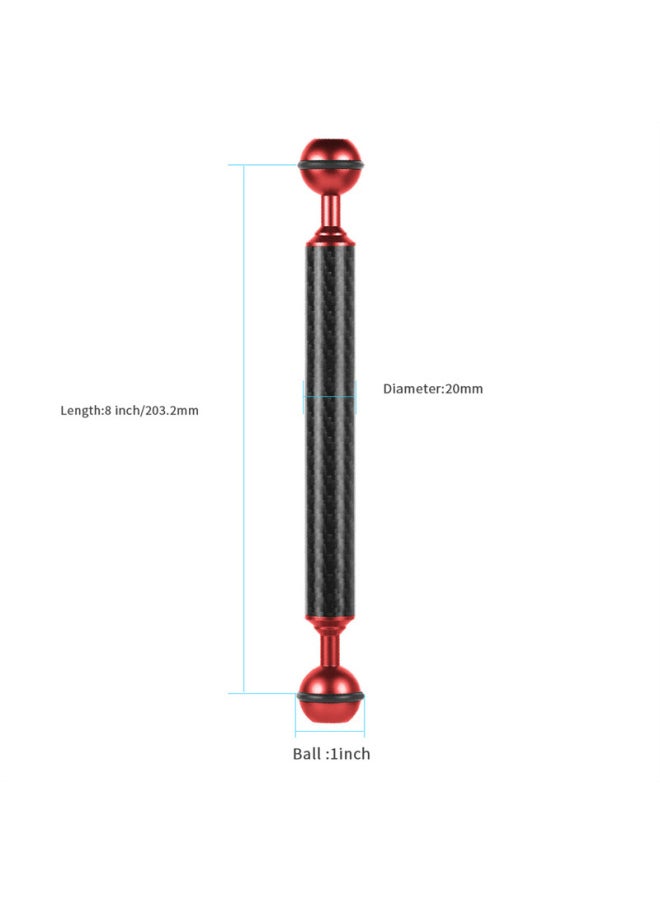 XINTE/XINTE Diving Photography Lamp Arm One-inch Double Ball Head Ultra Light Carbon Fiber Light Repair Connecting Arm Lengthened Transfer-Color:Red -8 Inches