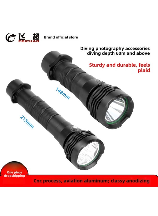 FEICHAO Flying Super High Power Strong Light Diving Flashlight Photography Lighting Supplementary Light Outdoor Adventure Flashlight-Color:Brightness 2000LM One-handed Electric