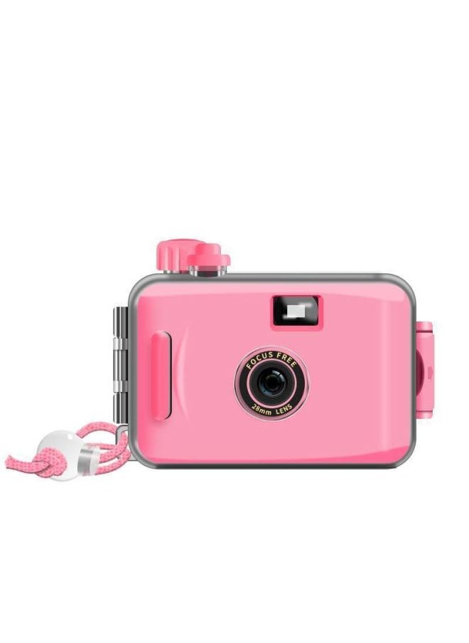 Film Camera Ins Retro Film Camera Non Disposable Waterproof Fool Camera Student Creative Photography Gift-Color:Pink_package 2 (18 Color Film)