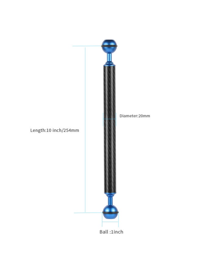 XINTE D20mm 5-12 Inch Long Carbon Fiber Extension Ball Head Lamp Arm Diving Photography Accessories-Color:10-inch-Blue
