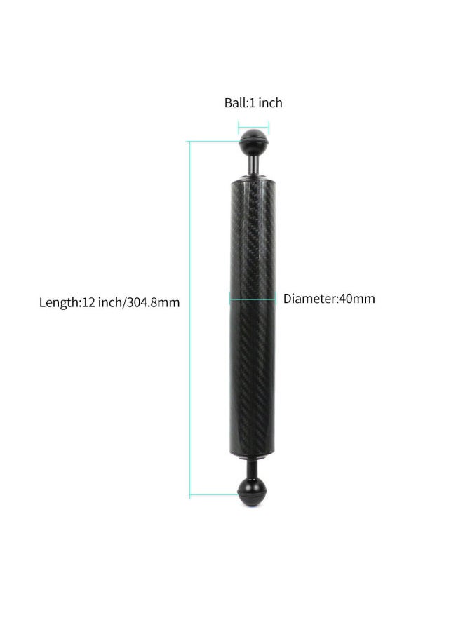 Xinte/xinte D40mm Long 12/14 Inch Diving Photography Carbon Fiber Buoyancy Lamp Arm Ball Bracket Photography Accessories-Color:D40MM-12-Black-189g Buoyancy