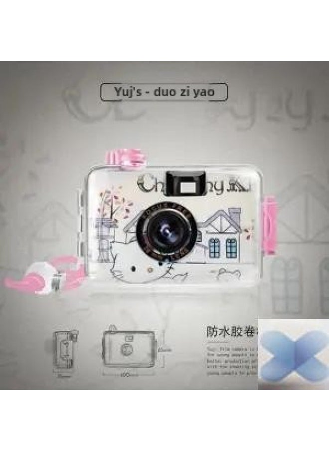 Disposable Film Machine High-definition Dual-camera Digital Camera Can Take Photos Can Be Transmitted To Mobile Phone Student Party Record Camera-Color:House Cat (8 Sheets Of Film)