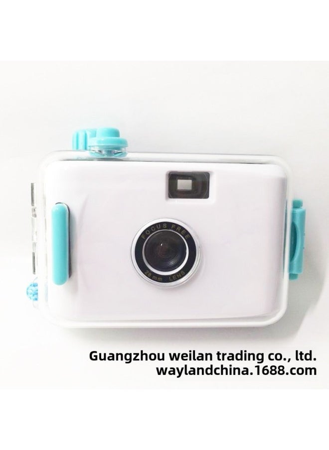 35MM Film Film Camera Korean Waterproof Camera Fixed * System Fool Camera Picture Surface Printing Non-card-Color:White Green Shell