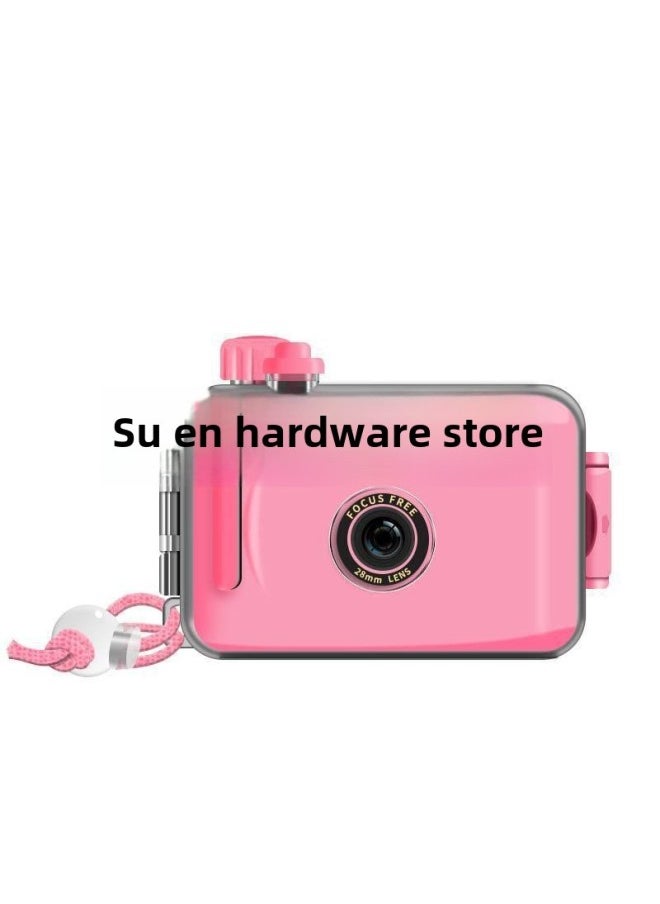 Film Camera Ins Retro Film Camera Non-disposable Waterproof Fool Camera Student Creative Photography Gift-Color:White Pink_official Standard