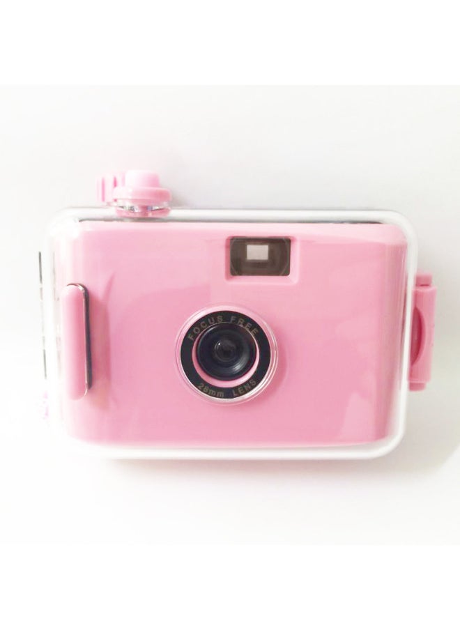 Deep Powder Powder Shell Fool Camera Art Retro Film Machine Can Be Changed Film Students Entry Creative Birthday Gift-Color:Dark Pink Black Shell