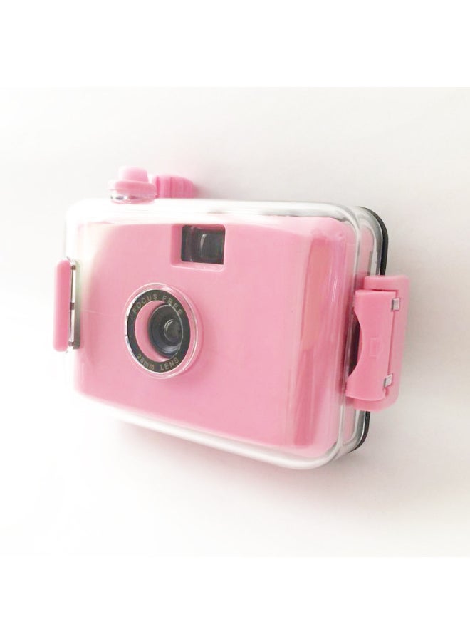 Deep Powder Powder Shell Fool Camera Art Retro Film Machine Can Be Changed Film Students Entry Creative Birthday Gift-Color:Dark Pink Black Shell