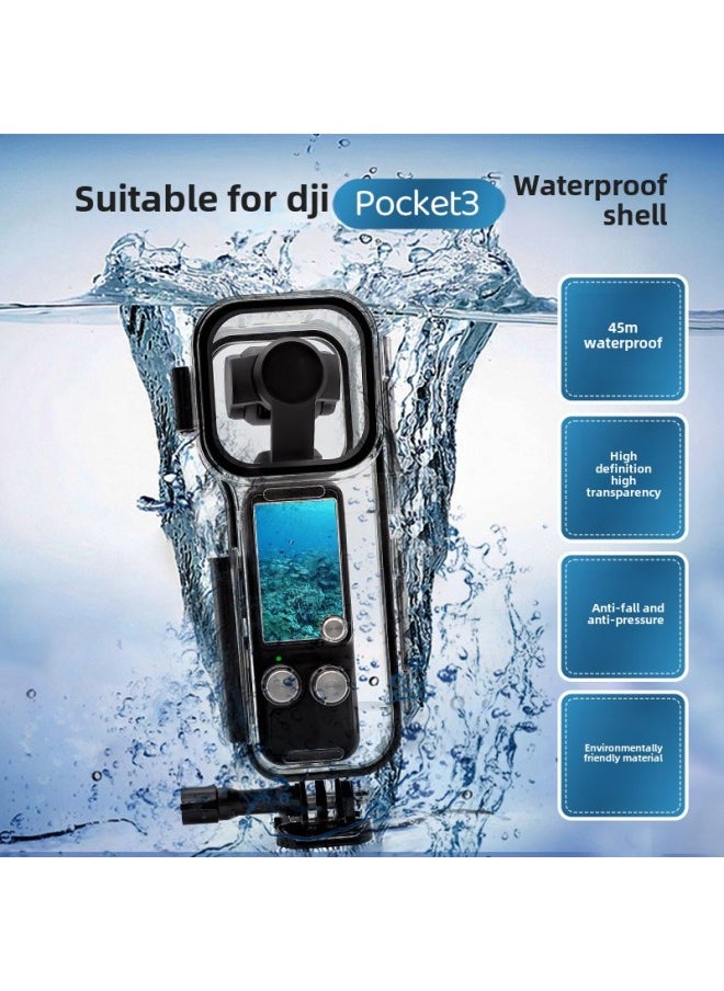 Applicable To Dajiang Pocket3 Waterproof Shell Filter Multifunctional Accessories Handheld Stabilizer Glass Protective Shell-Color:DJI Pocket 2 Waterproof Shell Diving Yellow Filter