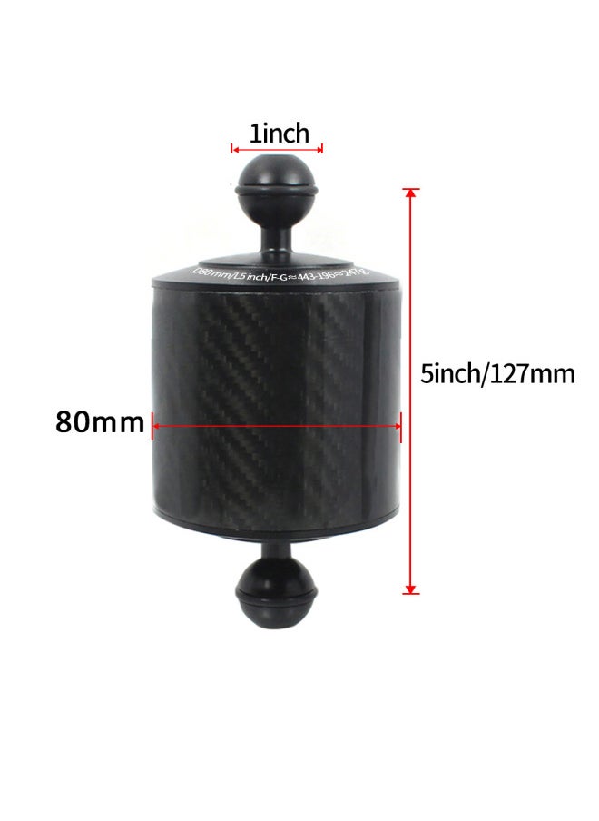 XINTE/XINTE D80mm Long 5/8/10 Inch Diving Photography Carbon Fiber Buoyancy Lamp Arm Photography Ball Head Bracket-Color:D80MM-Black-5 Inch-247g Buoyancy