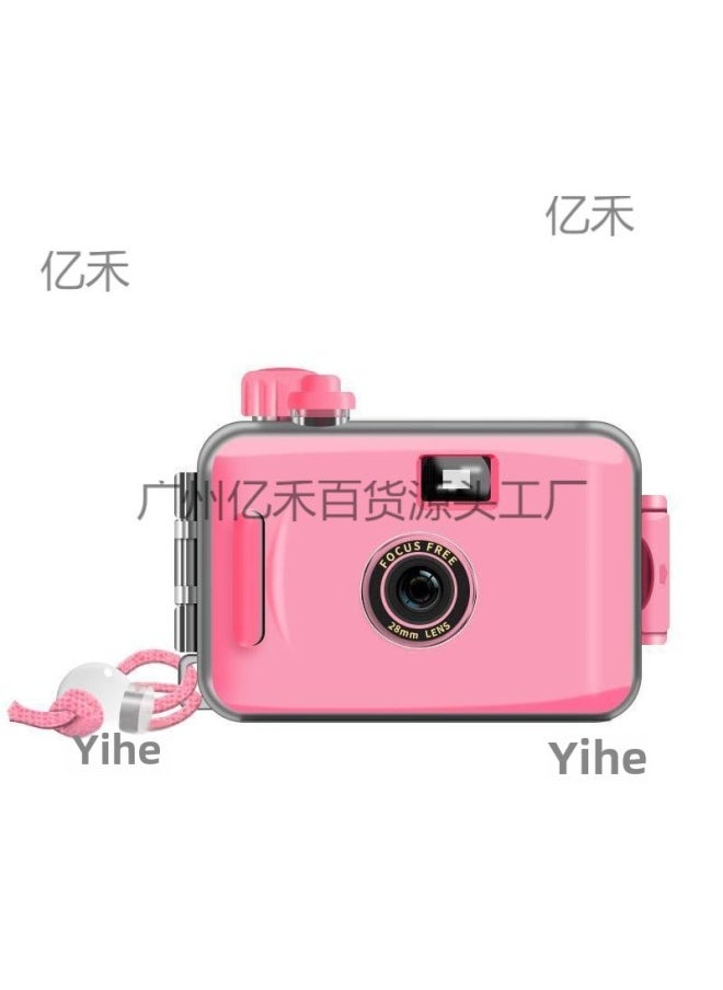 Film Camera Ins Retro Film Camera Non Disposable Waterproof Point-and-shoot Camera Student Creative Photography Gift-Color:Little Ding Dong_package 1 (18 Black And White Films)