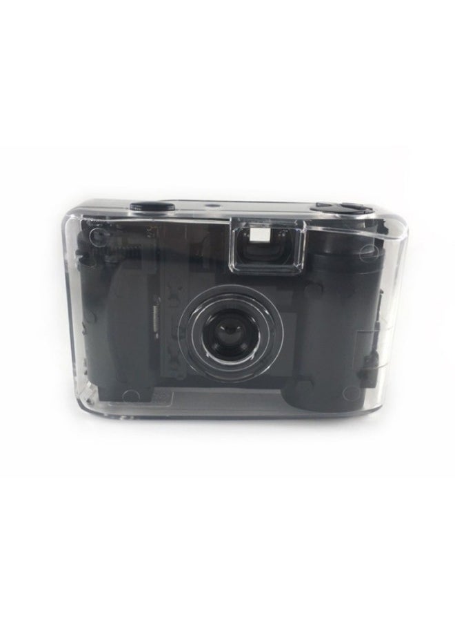 One-piece Hot Waterproof Camera Retro Film Camera 135 Color Cartoon Cute Gift Camera-Color:Transparent Black