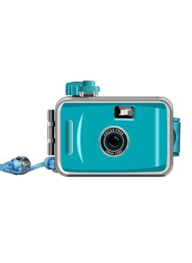 Film Camera Ins Retro Film Camera Non-disposable Waterproof Fool Camera Student Creative Photography Gift-Color:Cyan_package 2 (18 Colored Films)