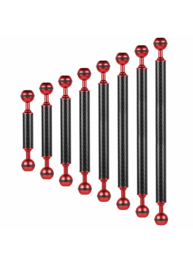 XINTE D20mm 5-12 Inch Long Carbon Fiber Extension Ball Head Lamp Arm Diving Photography Accessories-Color:10-inch-Red