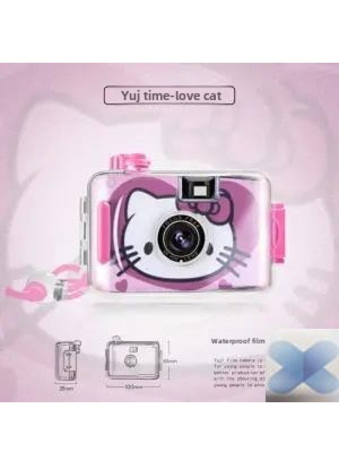 Disposable Film Machine High-definition Dual-camera Digital Camera Can Take Photos Can Be Transmitted To Mobile Phone Student Party Record Camera-Color:Love Cat (8 Sheets Of Film)