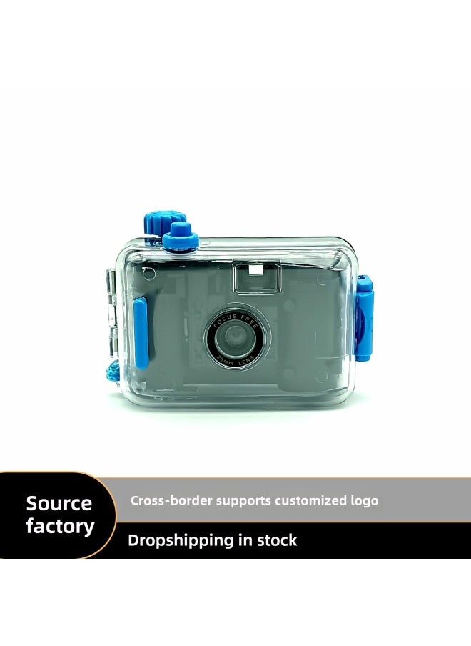 Transparent Blue Shell Camera Photo 135 Film Internet Celebrity Non-polaroid Student Model Cheap Fool Camera Gift-Color:Green Yellow Shell