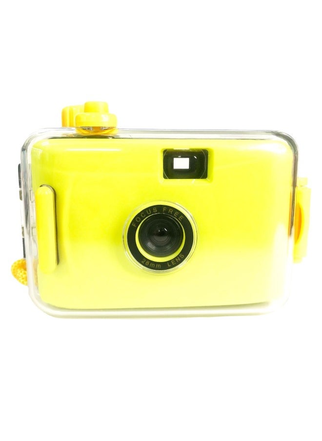 Transparent Blue Shell Camera Photo 135 Film Internet Celebrity Non-polaroid Student Model Cheap Fool Camera Gift-Color:Green Yellow Shell