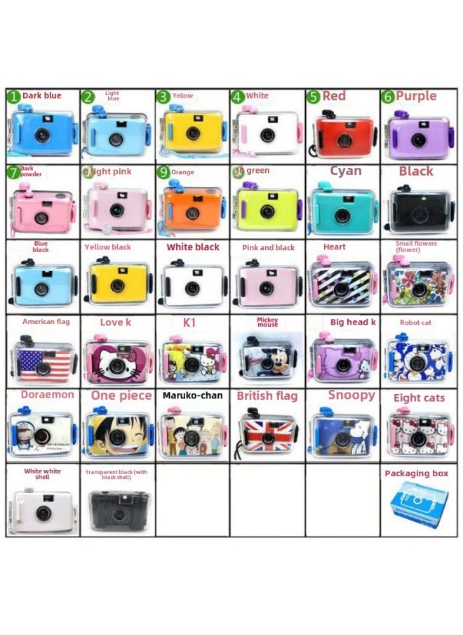 One-piece Hot Waterproof Camera Retro Film Camera 135 Color Cartoon Cute Gift Camera-Color:Red