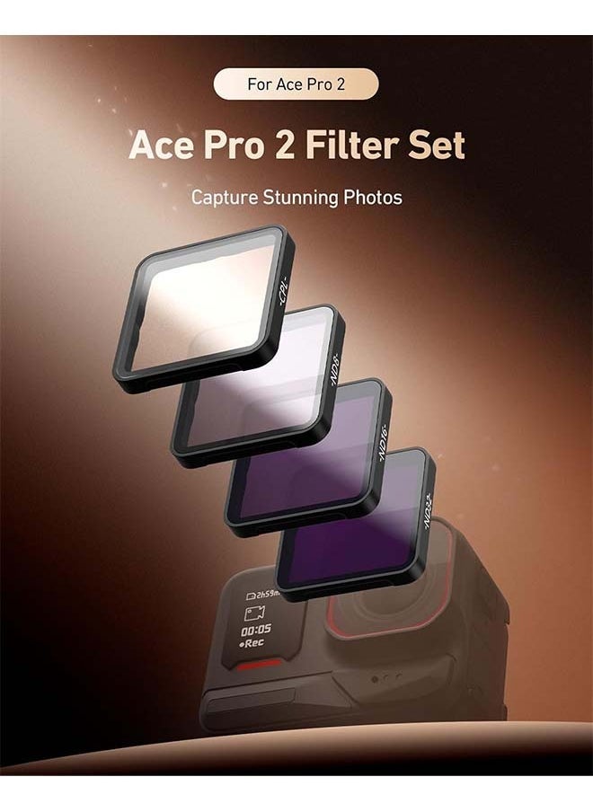 TELESIN ND/CPL Filter Set Compatible with Insta360 ACE PRO & ACE PRO 2, 4 Pack ND8 ND16ND32 CPL Polarizer Neutral Density Filters with Multi Coated HD Optical Glass/Aluminum Frame for Action Camera