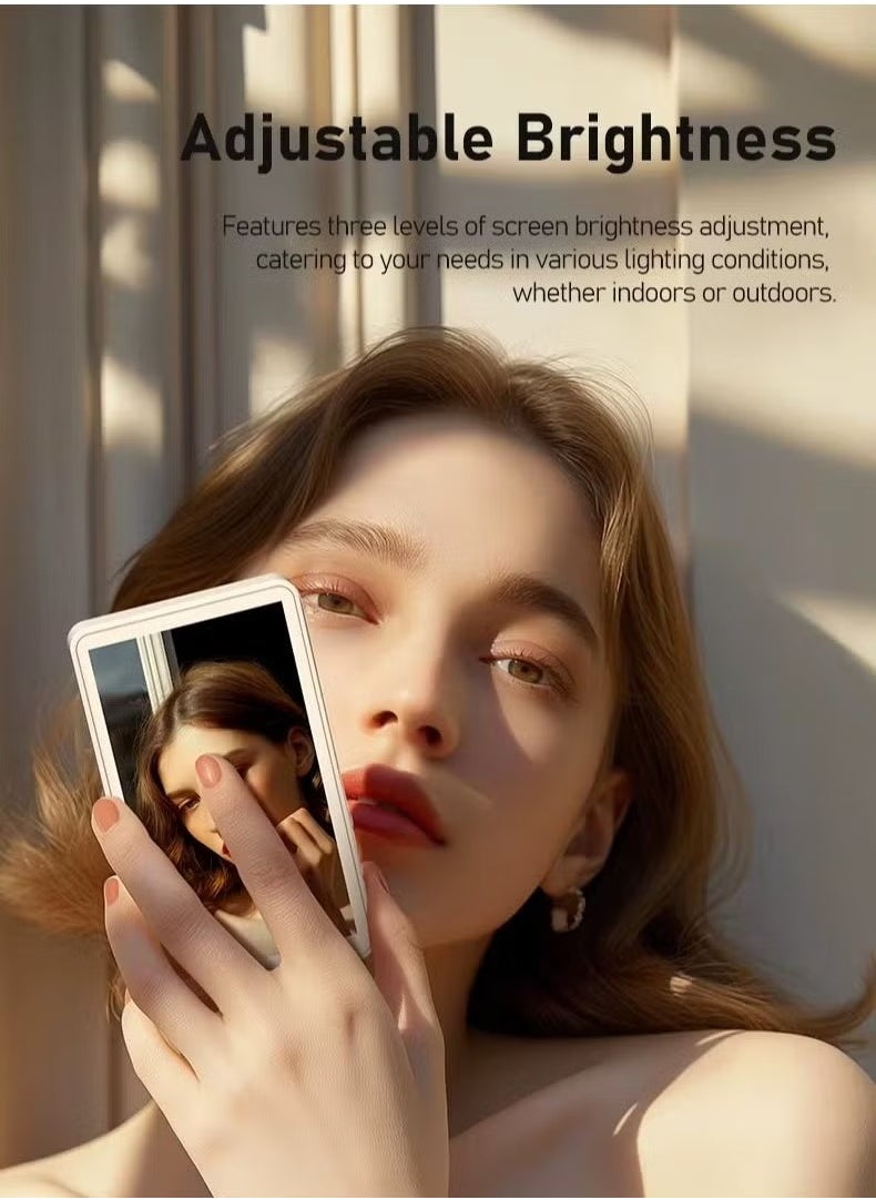 2025 Magnetic Wireless Selfie Monitor for iPhone & Android – 4-Inch Bluetooth Rear Camera Sync Vlog Screen with Remote Control, Anti-Slip Silicone Gel Pad, ABS Magnetic Mount – Ideal for TikTok, Reels, YouTube, and Pro Selfies (White)
