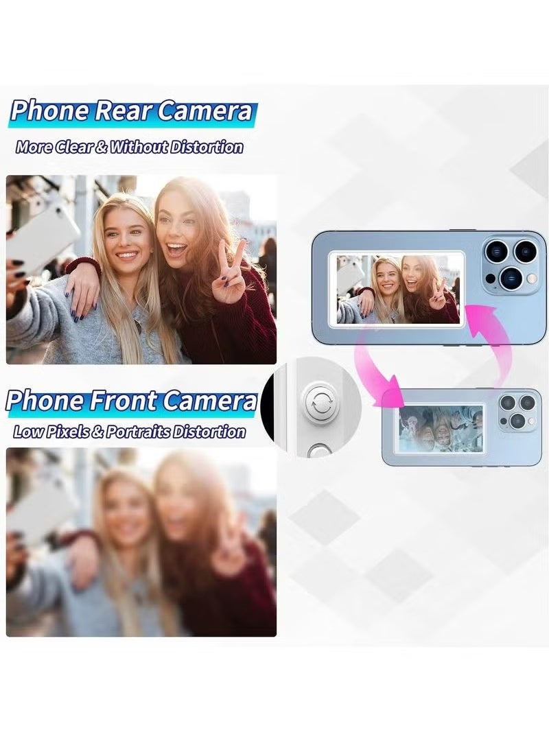 2025 Magnetic Wireless Selfie Monitor for iPhone & Android – 4-Inch Bluetooth Rear Camera Sync Vlog Screen with Remote Control, Anti-Slip Silicone Gel Pad, ABS Magnetic Mount – Ideal for TikTok, Reels, YouTube, and Pro Selfies (White)