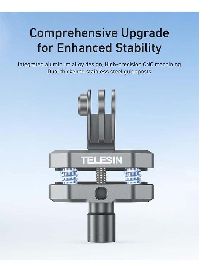 TELESIN Motorcycle Windshield Clip Camera Mount, Quick Release Motorbike Windscreen Clamp for Go Pro 13 12 11 10 9 8 7 DJI Action 5 Pro Action 4 3, Compatible with Insta360 X5 X4 X3 Sports Action Cam