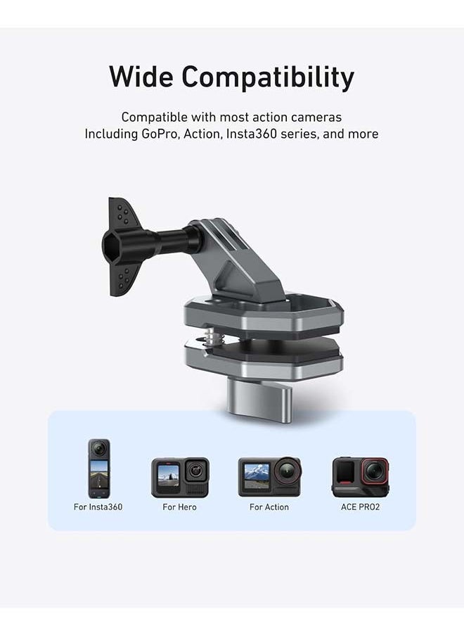 TELESIN Motorcycle Windshield Clip Camera Mount, Quick Release Motorbike Windscreen Clamp for Go Pro 13 12 11 10 9 8 7 DJI Action 5 Pro Action 4 3, Compatible with Insta360 X5 X4 X3 Sports Action Cam
