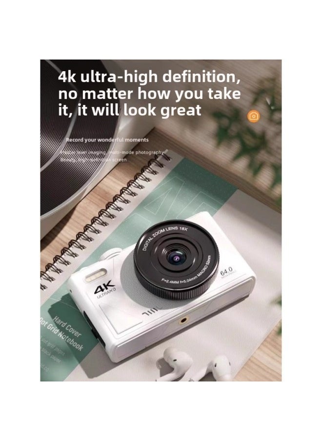 Entry Level Micro Single Camera Student Digital Camera With WiFI HD CCD Campus 4K DSLR Vlog Camera-Body Color:Moonlight White 32g  Otg Adapter Mobile Phone