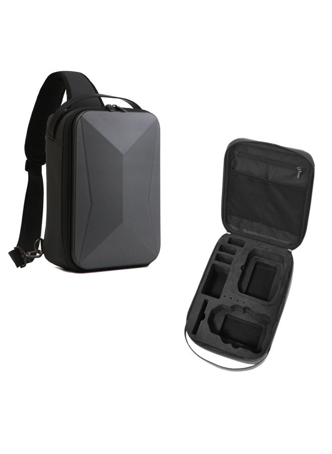 Suitable For DJI MINI 4 PRO Cosmetics Bag Box Hard Shell Bag Chest Bag Shoulder Bag Crossbody Bag Backpack-Color:MINI 4 PRO Dark Gray Hard Shell Chest Bag-Size:About 32*22*12cm