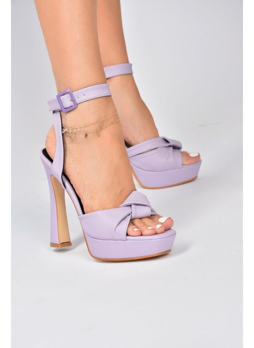 Lilac Thick Plaform Heeled Women's Shoes K404080209