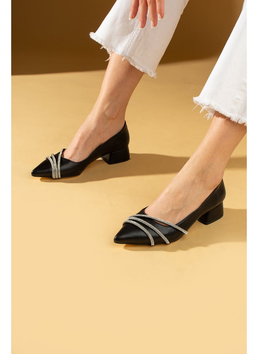 Pink Potin 3 Stripe Stone Striped Pointed Toe Women's Heeled Shoes 025-39-24