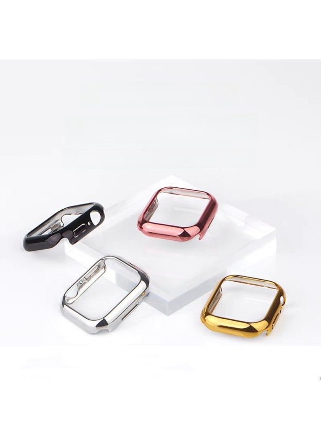 Suitable For Iwatch10 Generation Electroplated Half Pack S10 Apple 360 Watch PC Protective Shell Frame 46 Scratch-resistant And Drop-resistant-Color:Silver-Appearance Size:iWatch 45mm Universal