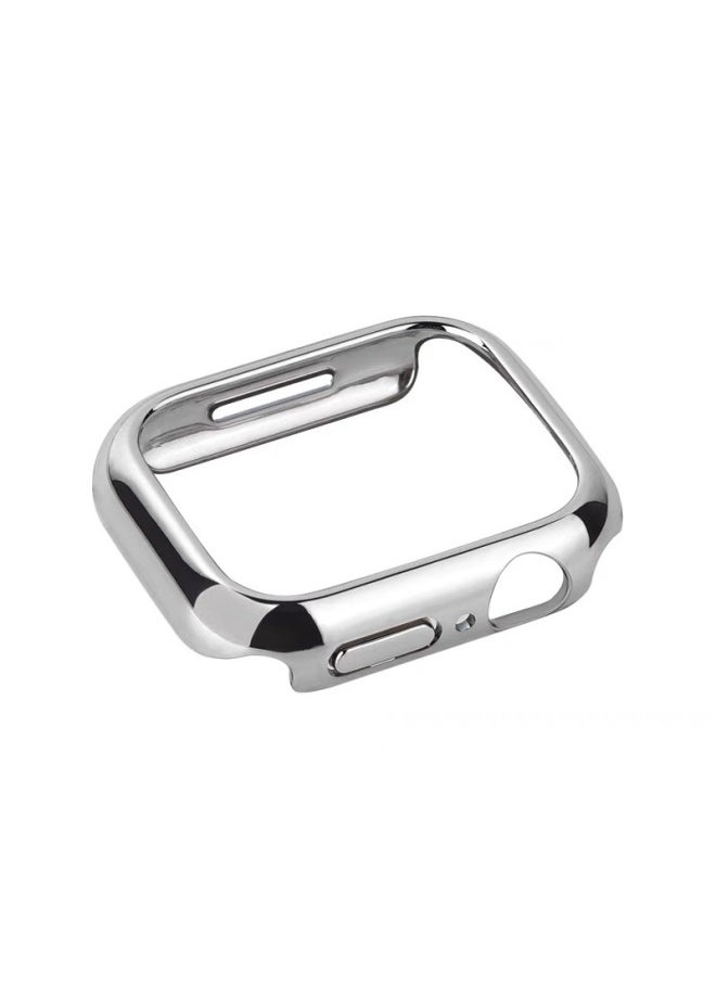 Suitable For Iwatch10 Generation Electroplated Half Pack S10 Apple 360 Watch PC Protective Shell Frame 46 Scratch-resistant And Drop-resistant-Color:Silver-Appearance Size:iWatch 45mm Universal