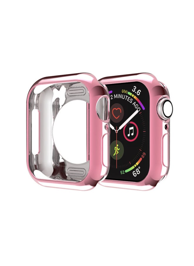 Apple Watch Protective Case Full Coverage Electroplated TPU Anti-Fall Protective Soft Shell Suitable For Apple Watch 98/7/SE/6/5-Color:Pink-Exterior Dimension:S10 Generation 46mm
