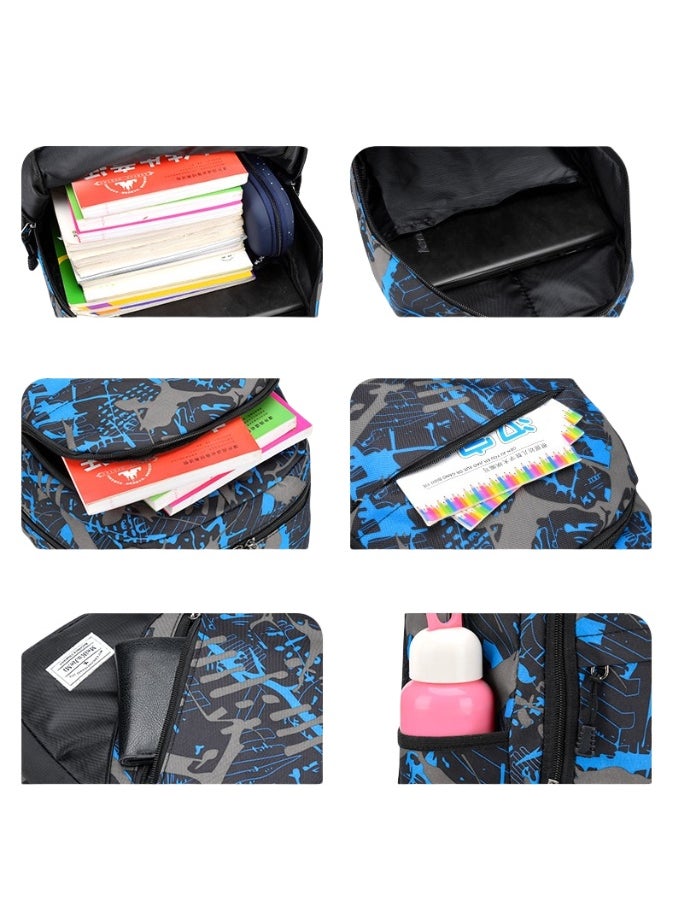 Middle and High School Students' Schoolbags, Large Capacity Backpacks, Graffiti, Light and Casual Backpacks 43*29*20CM