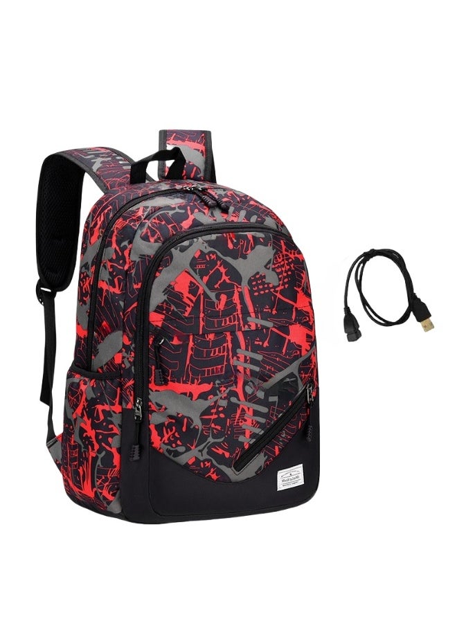 Middle and High School Students' Schoolbags, Large Capacity Backpacks, USB Graffiti, Light and Casual Backpacks 43*29*20CM