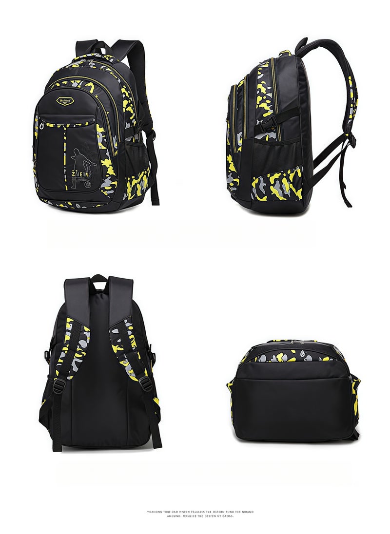 Primary and Secondary School Students' Backpack Camouflage Print Schoolbag Boys and Girls Backpack 31*40*13CM +Lunch bag + Pencil Case Three-piece Set
