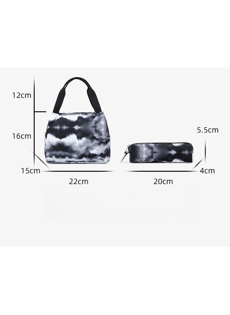 USB Interface Boys and Girls Backpacks With Gradient Printing, Student Schoolbags, Large-capacity Computer Backpacks 30*42*14CM + Insulated Lunch Bags 22*16*15CM + Pencil Cases 20*5.5*4CM Three-piece Set