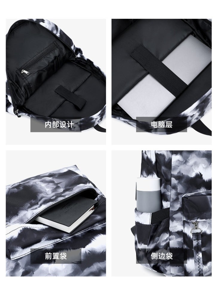 USB Interface Boys and Girls Backpacks With Gradient Printing, Student Schoolbags, Large-capacity Computer Backpacks 30*42*14CM + Insulated Lunch Bags 22*16*15CM + Pencil Cases 20*5.5*4CM Three-piece Set