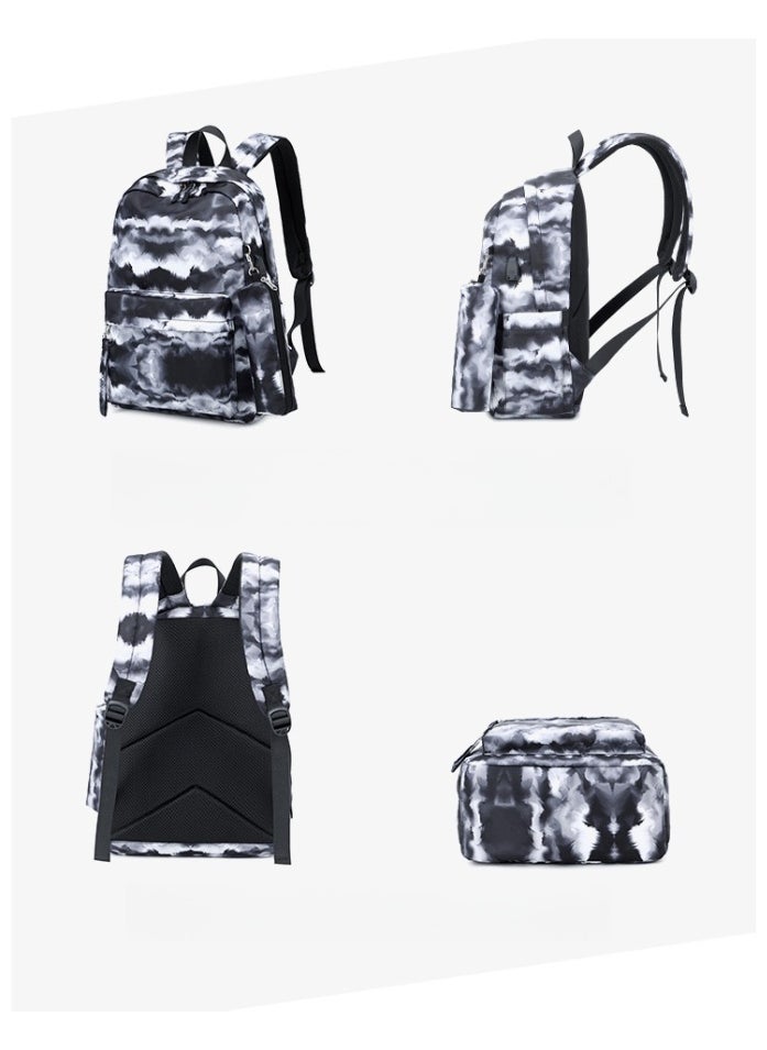 USB Interface Boys and Girls Backpacks With Gradient Printing, Student Schoolbags, Large-capacity Computer Backpacks 30*42*14CM + Insulated Lunch Bags 22*16*15CM + Pencil Cases 20*5.5*4CM Three-piece Set