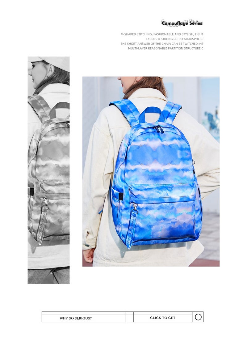 USB Interface Boys and Girls Backpacks With Gradient Printing, Student Schoolbags, Large-capacity Computer Backpacks 30*42*14CM + Insulated Lunch Bags 22*16*15CM + Pencil Cases 20*5.5*4CM Three-piece Set