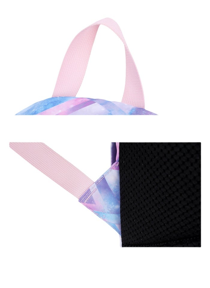 USB Interface Girl Backpack Printed Student Schoolbag Large Capacity Computer Backpack 30*42*14CM + Lunch Bag 22*16*15CM + Pencil Case 20*5.5*4CM Three-piece Set