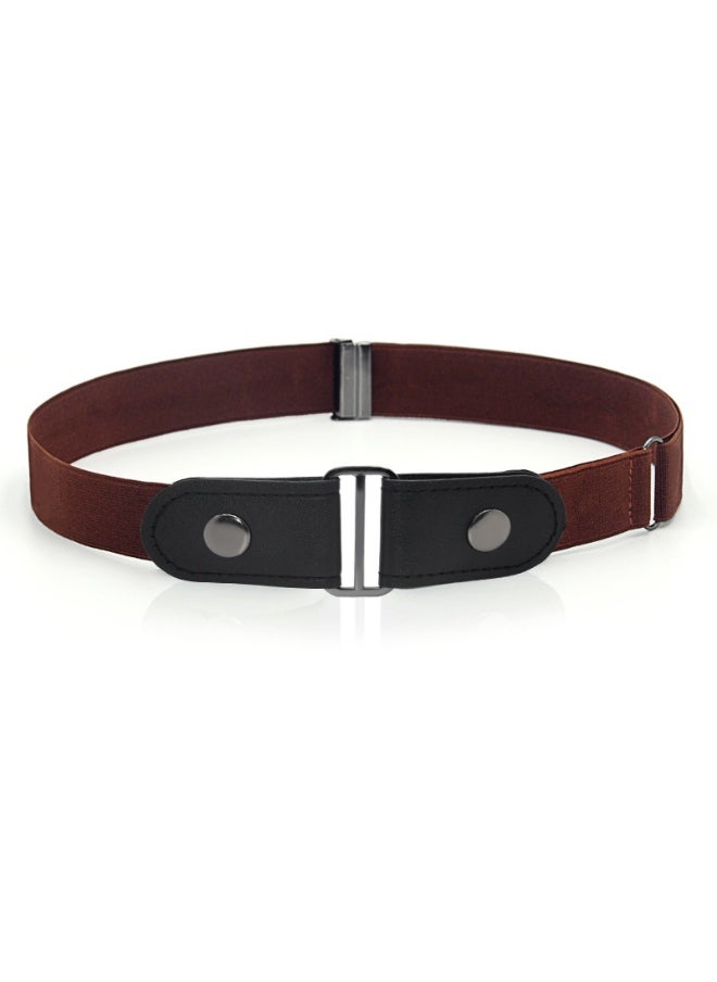 Faux Leather Elastic Invisible Belt Jeans Unisex Light Curry