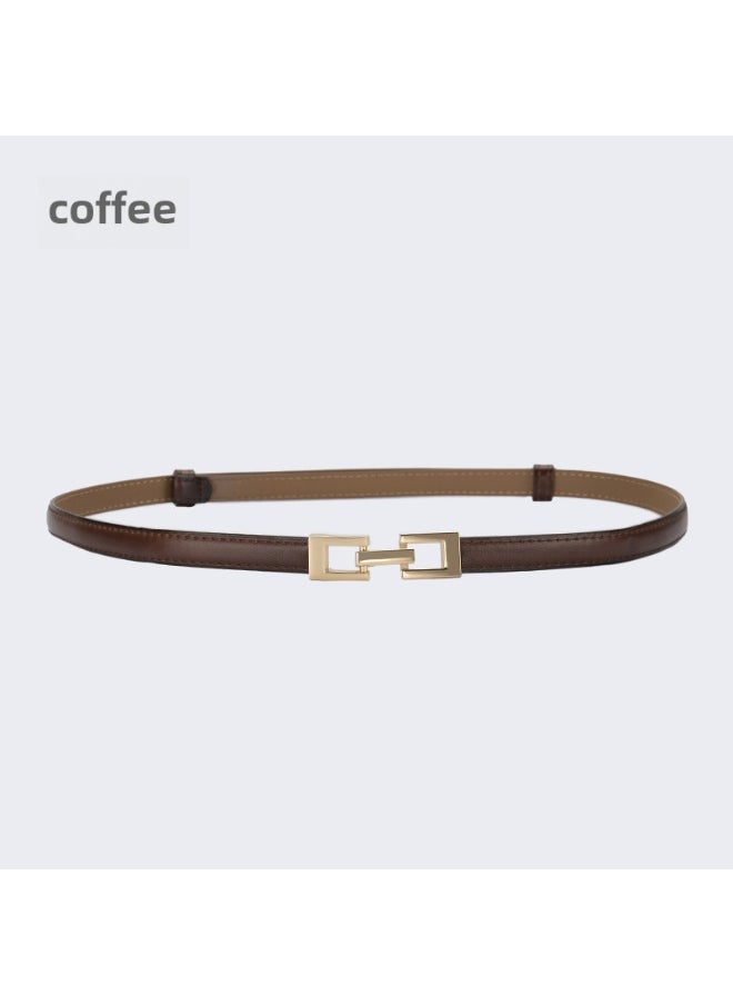 Fashion Leather Belt Adjustable Skinny Waistband 15643-Coffee