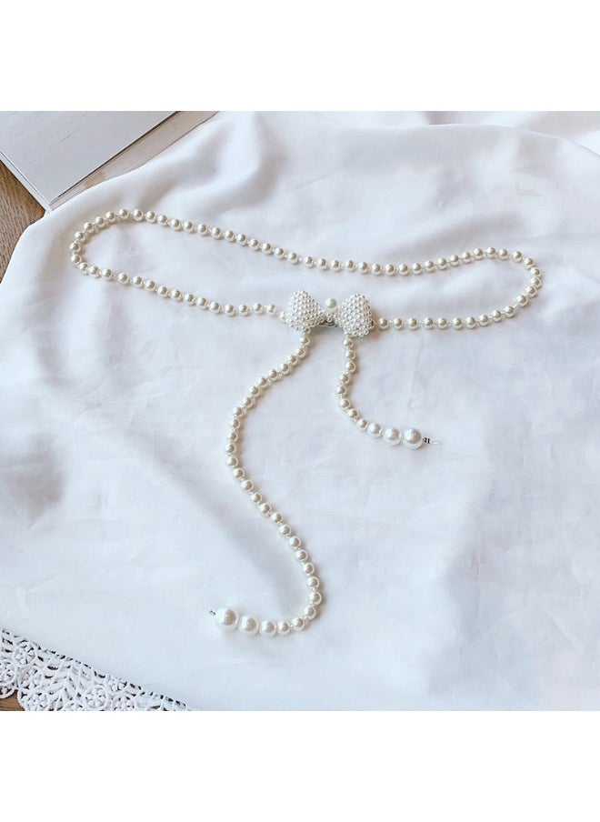Fashion Pearl Waist Belt Decorative Accessory Pearl bow tie